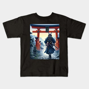 Samurai entering through Torii Gate Kids T-Shirt